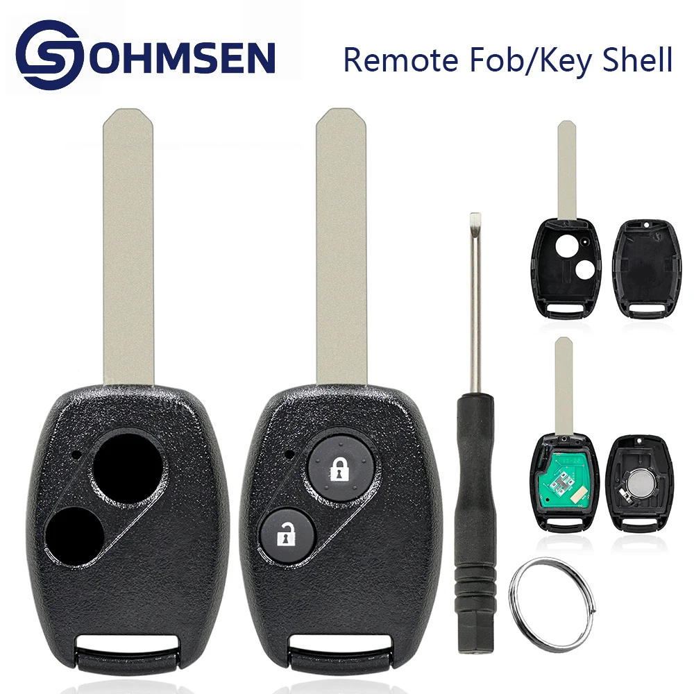 

OHMSEN Корпус для дистанционного ключа Honda, 2 кнопки, 433 МГц, OUCG8D-382H-A + чип ID48, для Civic, CRV, Jazz, HRV, FRV, S2000, Stream