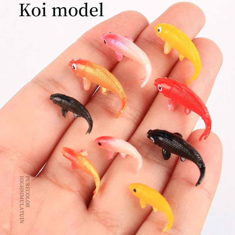 5/10Pcs Cute Mini Koi Model DIY Fish Tank Props Simulation Mini Fish Red Yellow Black Pink Goldfish Toy Play House Ornaments