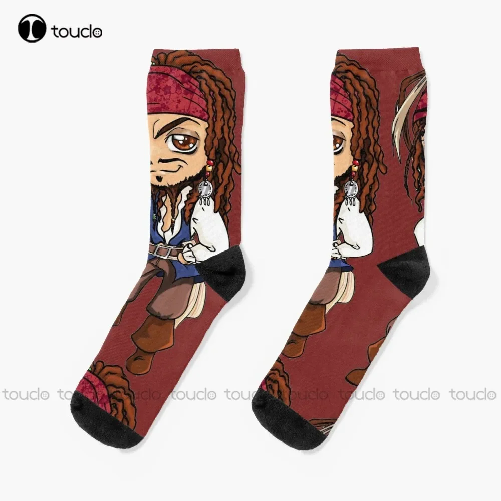 Jack Johnny Depp Caricature Socks Men Fashion Creative Leisure Funny Art Abstract Oil Painting Socks Christmas New Year Gift Art