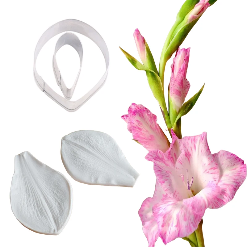 4pcs Gladiolus Petal Silicone Cake Molds & Cut Die For Chocolate Candy Pastry Wedding Decorations Baking Accessories and Tools