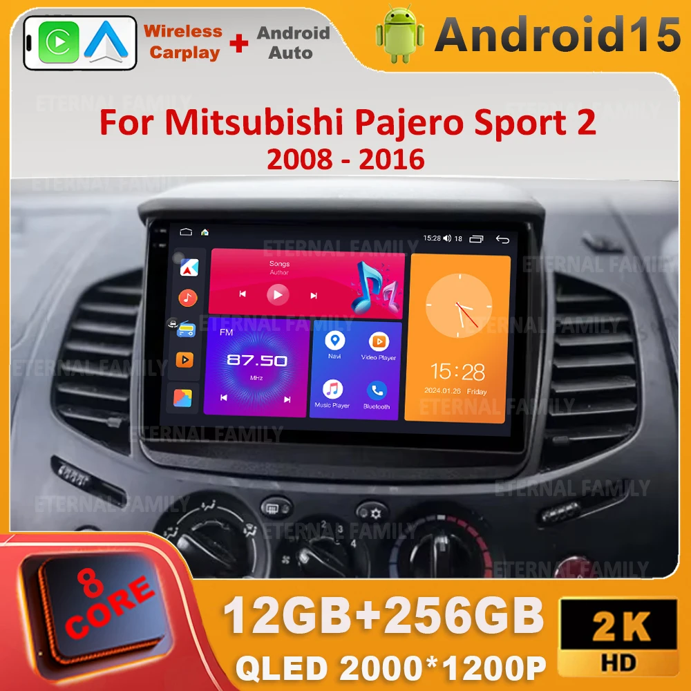 

Android 15 For Mitsubishi Pajero Sport 2 L200 Triton 2008-2016 Car Radio Multimedia Player Navigation Stereo GPS 5G WIFI Carplay