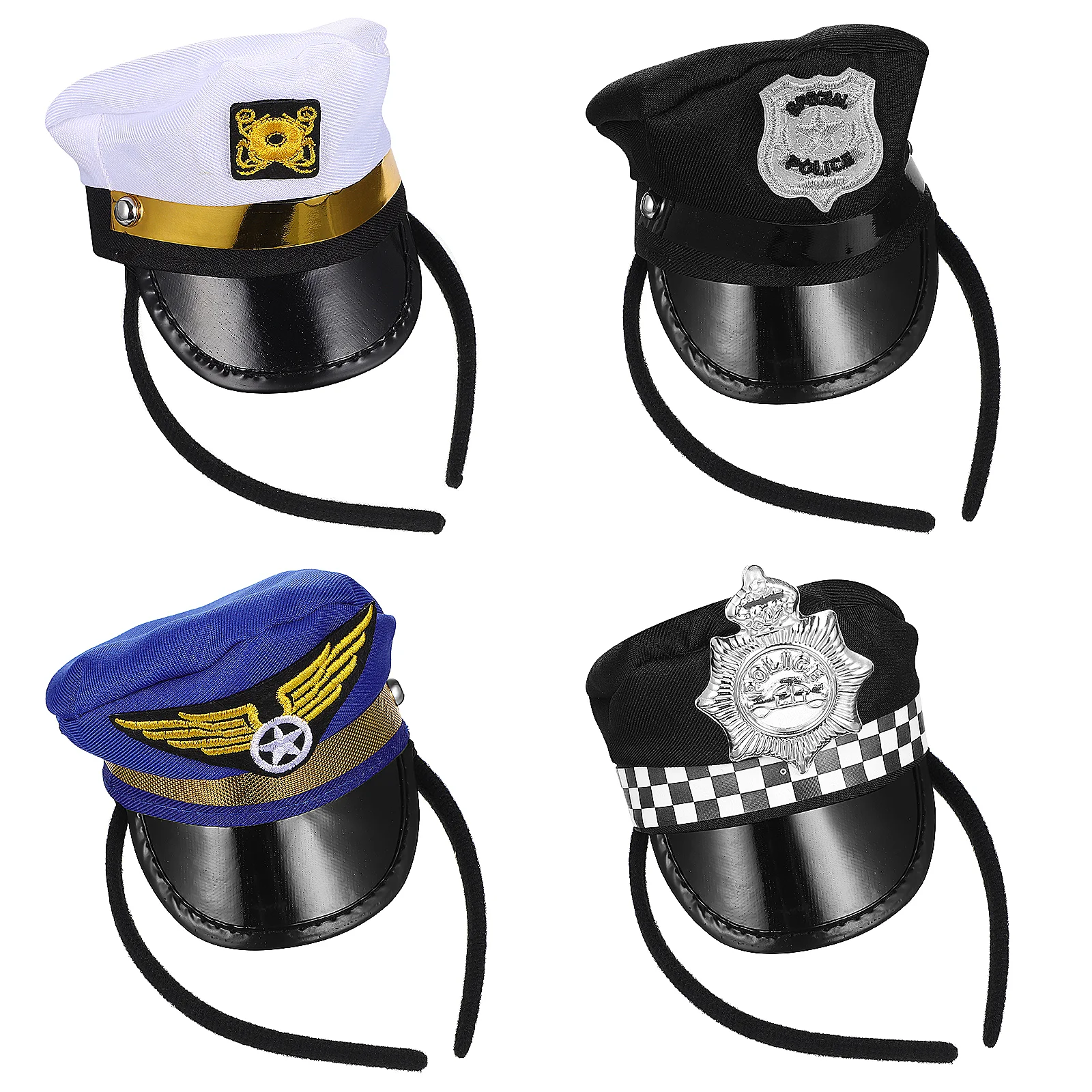 4 Pcs Cosplay Headband Cap 4pcs Navy Hair Hoops Sailor Hat Headbands While Yacht Suit Captain