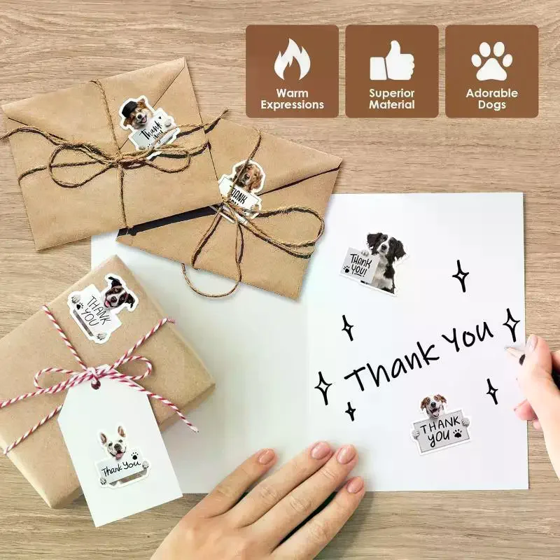 Dog Thank You Stickers: 500PCS Puppy Adhesive Labels Tags Small Business Envelope Seals Packing