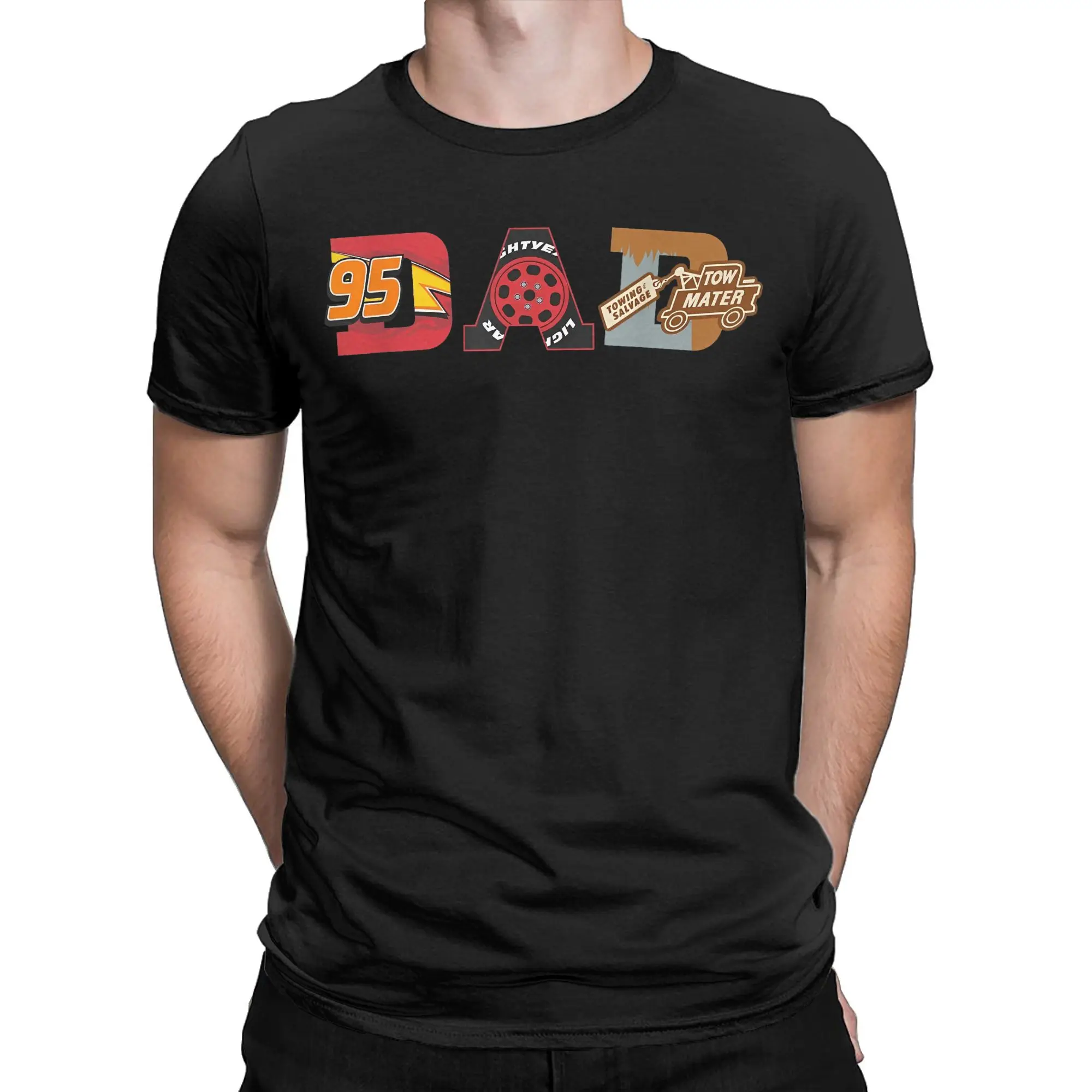 

Men T-Shirts Lightning McQueen Cars Dad Father-s Day Birthday Novelty 100% Cotton Tee Shirt Short Sleeve T Shirts Round Neck