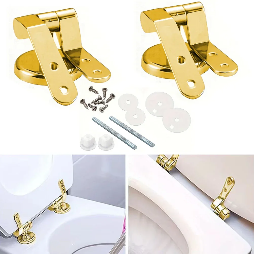 

1pc Gold Toilet For Seat Hinges Spare Gold Replacement With Fittings Bathroom Fixture Zinc Alloy Hinges