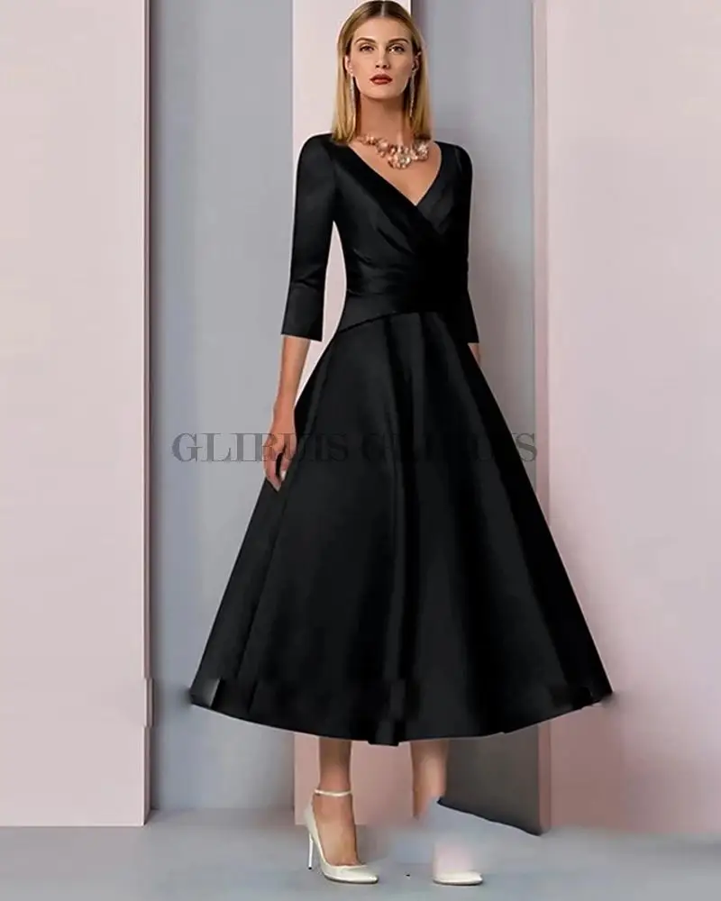 

Fashion A Line Criss-Cross Mother Of Bride Dresses Vertically V Neck Draped 2022 New Floor Length Summer for Marriage Gowns