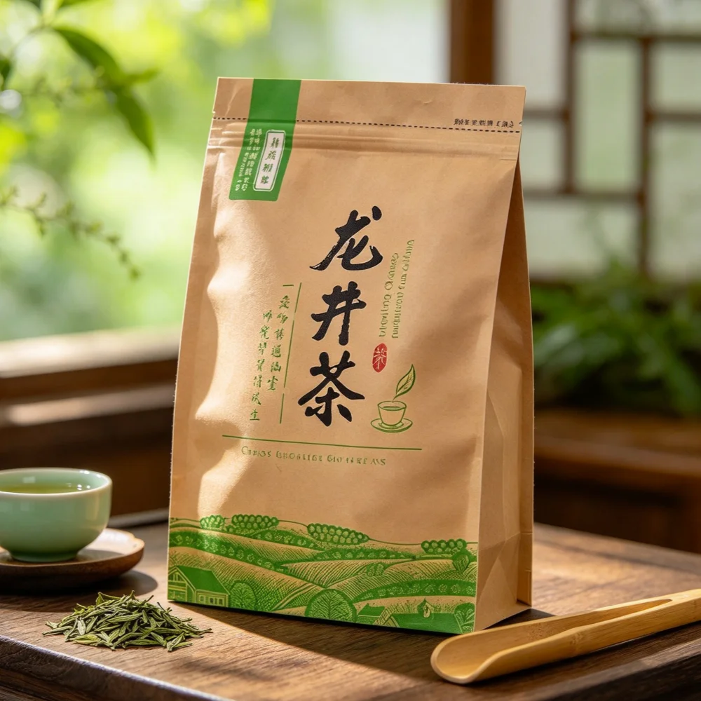 Chinese Longjing Tea Set Zipper Bags Dahongpao Biluochun Green Tea Recyclable Sealing Packing Bag NO Packing Bags