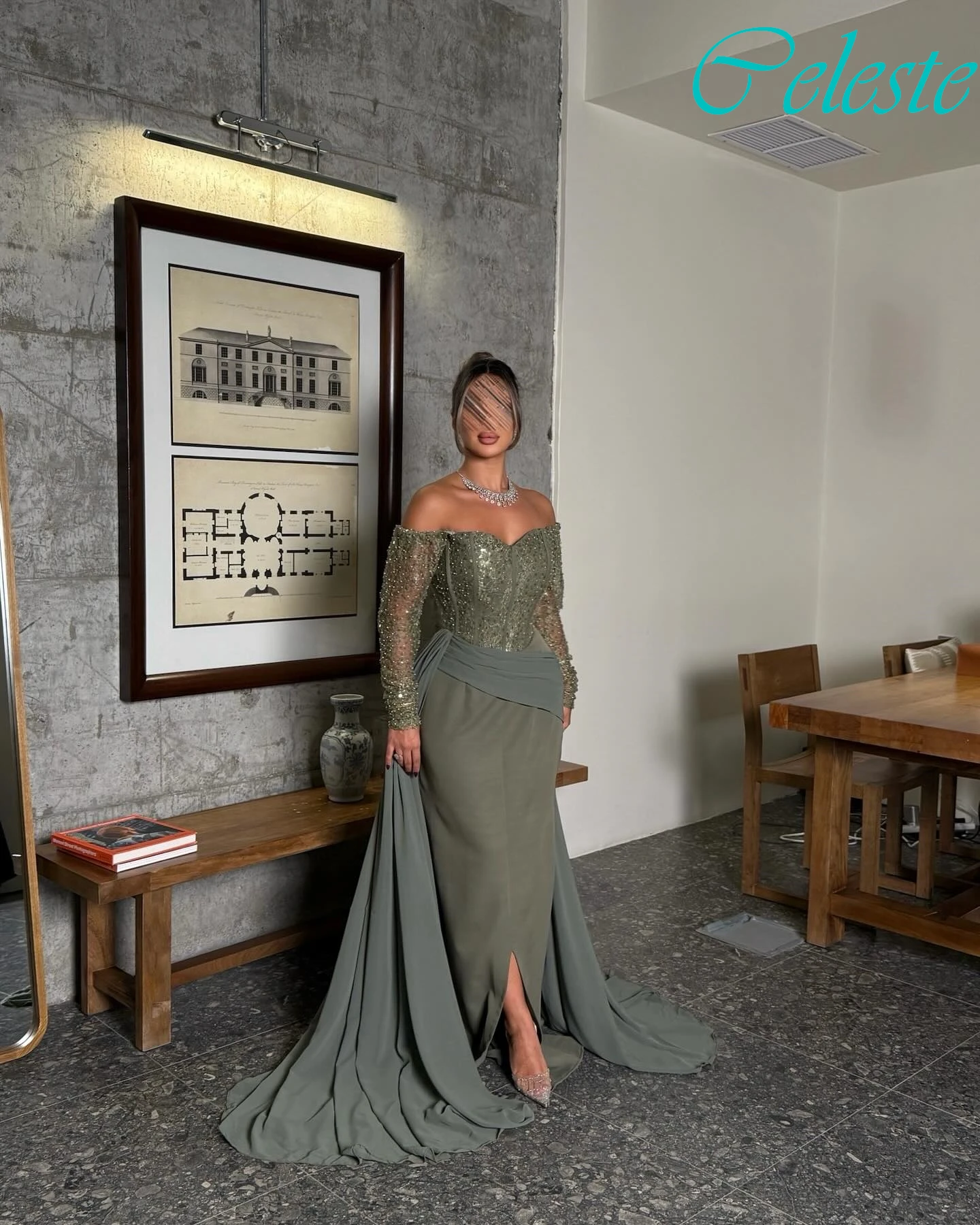 تخصيص مستقيم قارب الرقبة كاب كم فستان سهرة أنيق حساسة فساتين المشاهير مزاجه فساتين مناسبة مخصصة