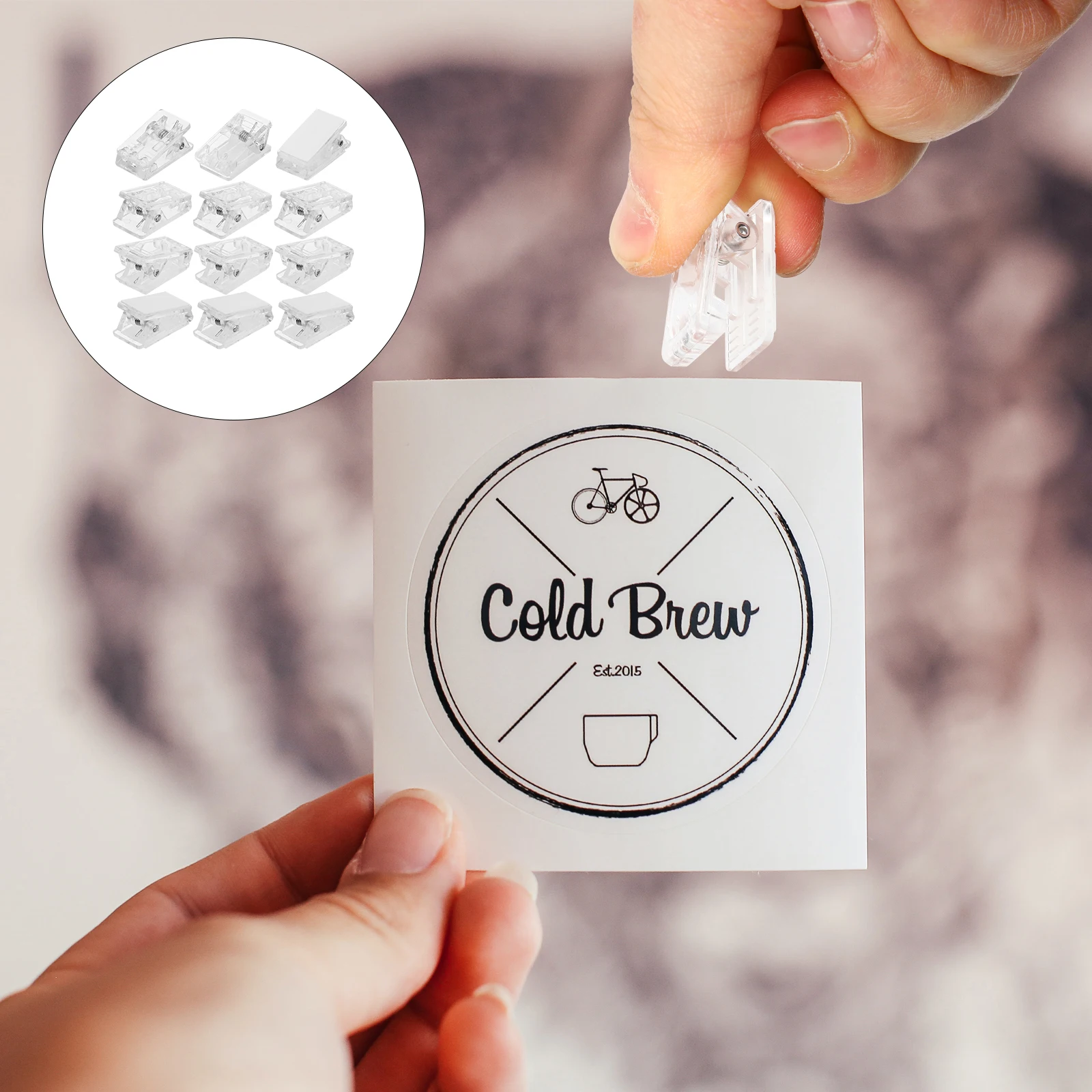 

30pcs Badge Self Adhesive Transparent Plastic Clear Id Badge Clip Spring Clips for ID Cards Photo Wall Name Tag Holder