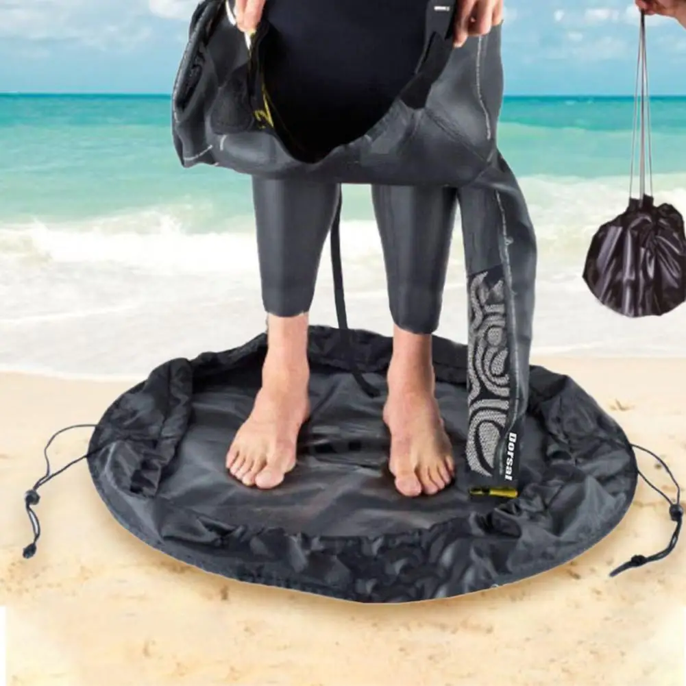 Diving Wetsuit Changing Mat Protective Storage Waterproof Dry Bag For Surfers Swimming With Drawstring Beach Foldable Black