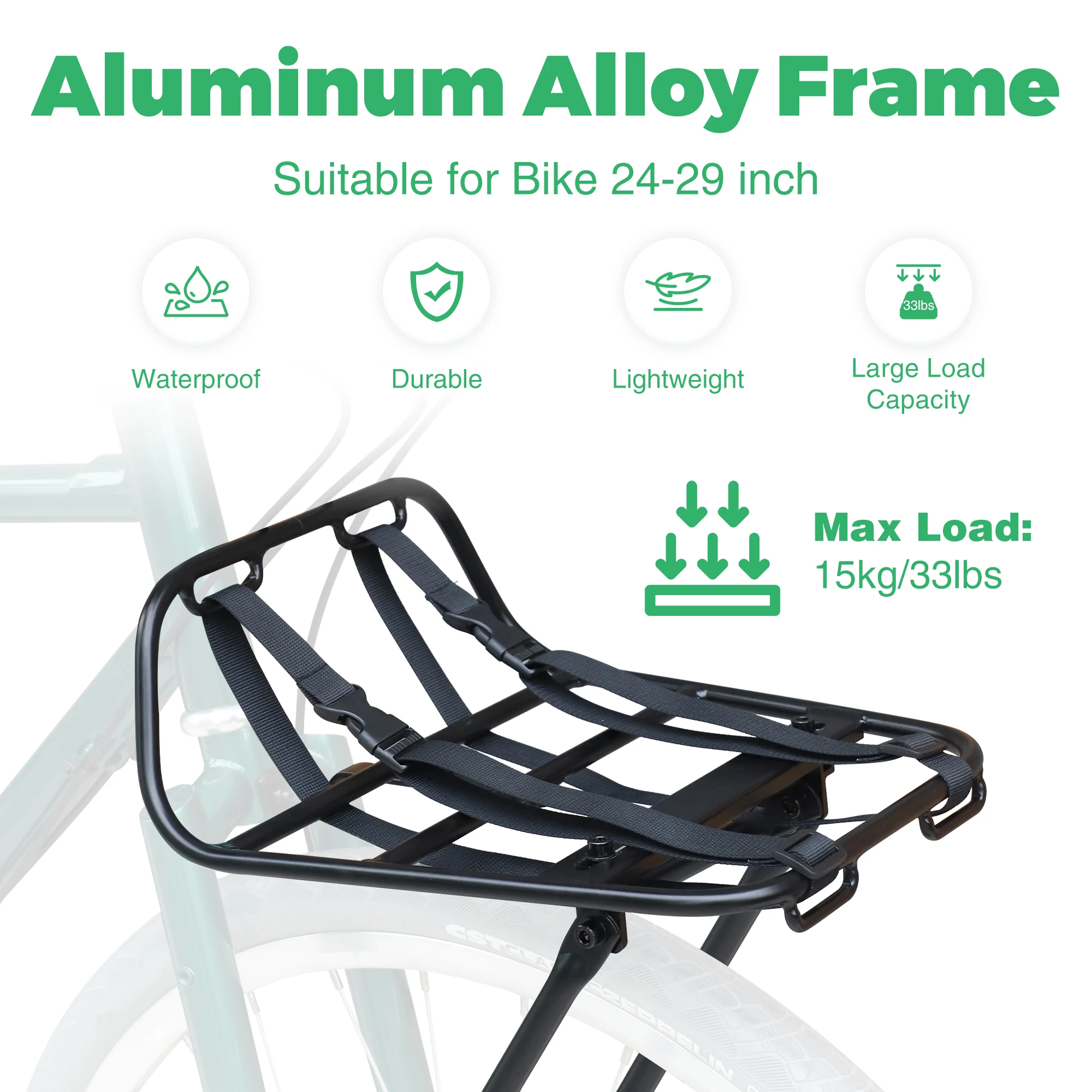 ZUKKA Aluminum Alloy Bike Front Rack, Universal Fit 24-29
