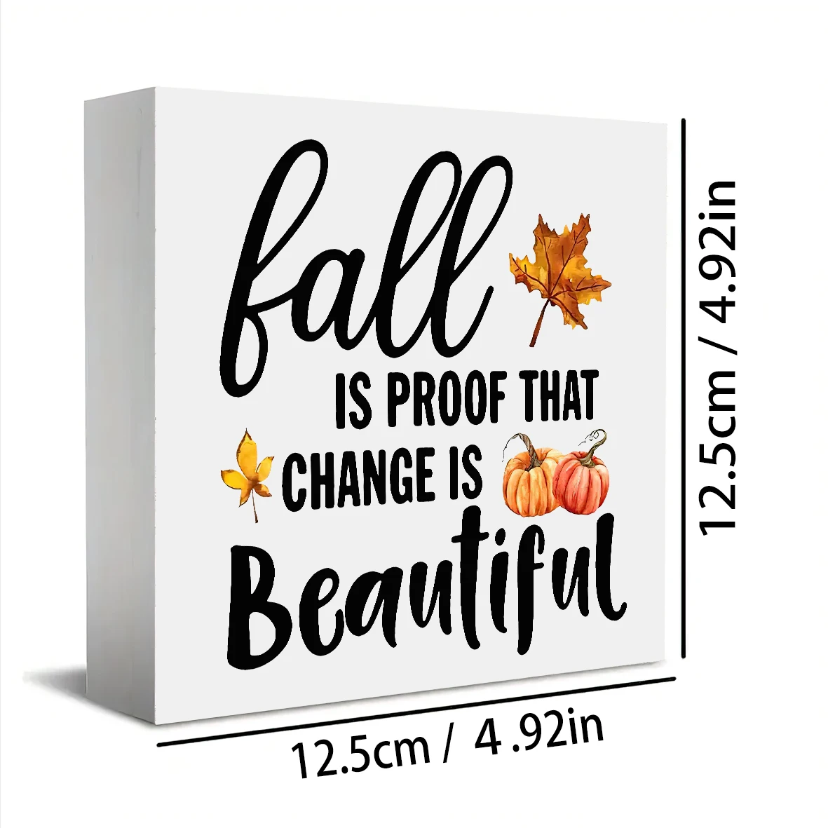 قطعة واحدة من ديكور الطاولة الخشبي ذو الطابع الخريفي - "الخريف والدليل على التغيير الجميل" اقتباس، ديكور مكتب المنزل والمكتب الحديث