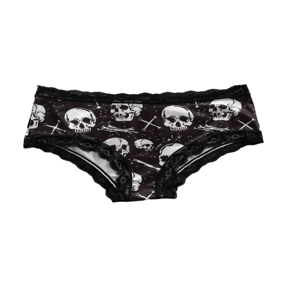 Mid Waist Women's Panties Halloween Skull Flower Butterfly Skeleton Briefs Star Lingerie Lace Triangle Underwear Female