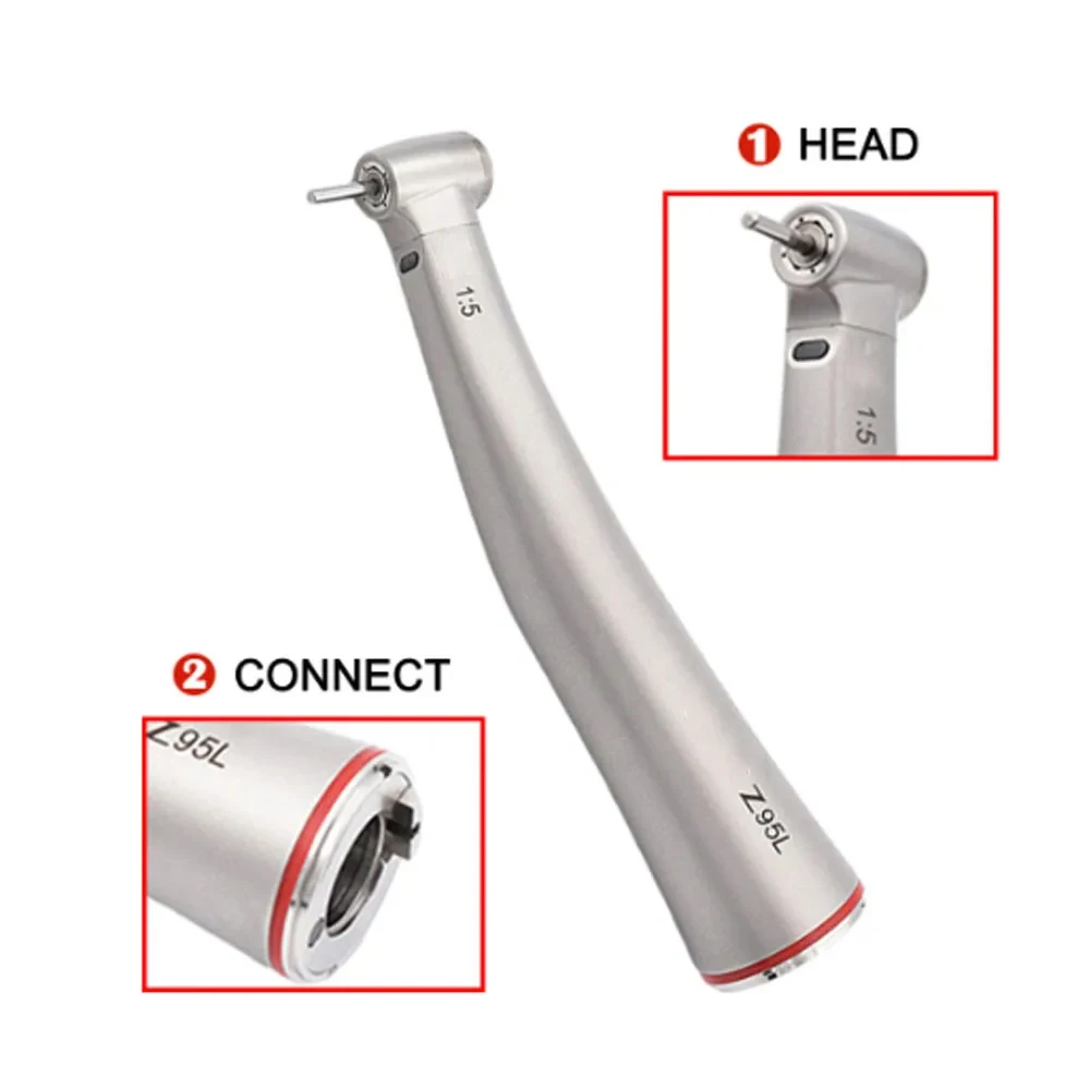 Push Button Dental Contra Angle Handpiece 1:5 Increase Speed Handpiece Mini Head  X95L Inner Water Spray Red Ring