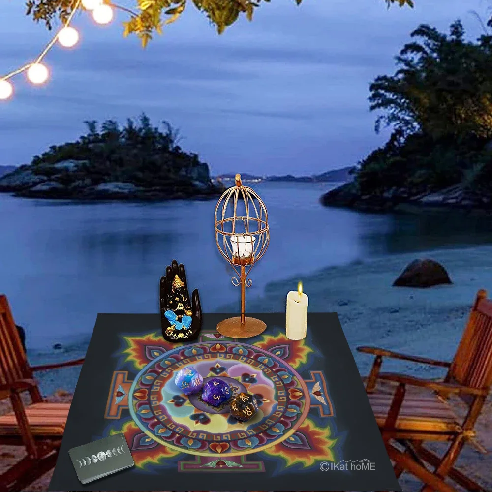 Altar Cloth Tarot Tablecloth Astrology Divination Oracle Card Pad Seven-pointed Star Pagan Wiccan Mystical Symbols Tapestry