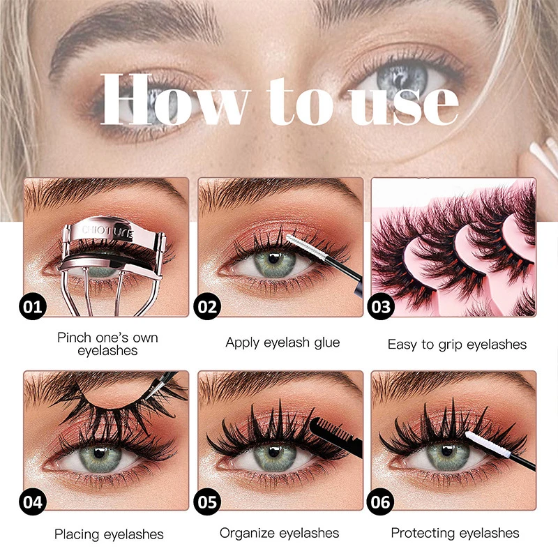 5 Pairs Faux Mink Lashes 3D Fluffy Natural Lashes Makeup False Eyelashes Wholesale Russian Strip Lashes Eyelash Extension