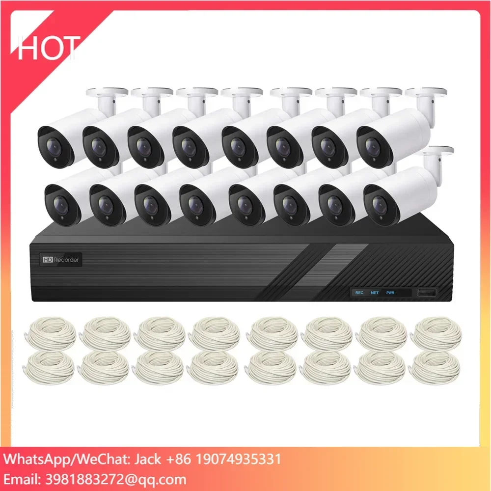 IP67 impermeable bala 2,8/3,6 mm lente 8mp 16ch Nvr kit, detección humana 16ch 4K sistema de seguridad de cámara IP