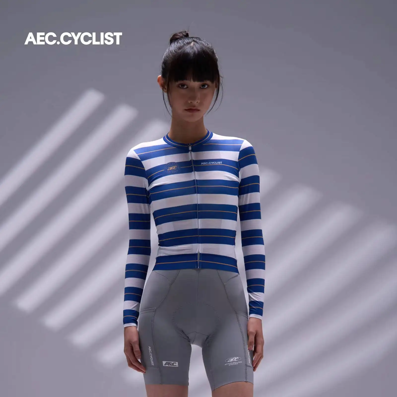 

AEC Women Men Cycling Jersey Striped Design Long Sleeve 2026 New Spring Slim MTB Clothing Hight Elastic Road Cycling Tops