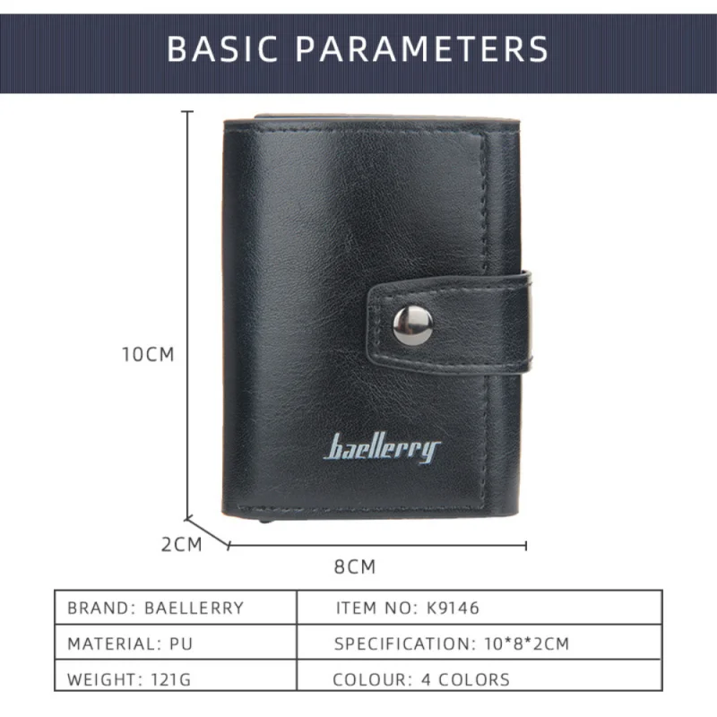 RFID Automatic Pop-Up Card Clip, Fashionable And Simple Large Capacity Men'S Wallet, New Metal Aluminum Shell Card Holder
