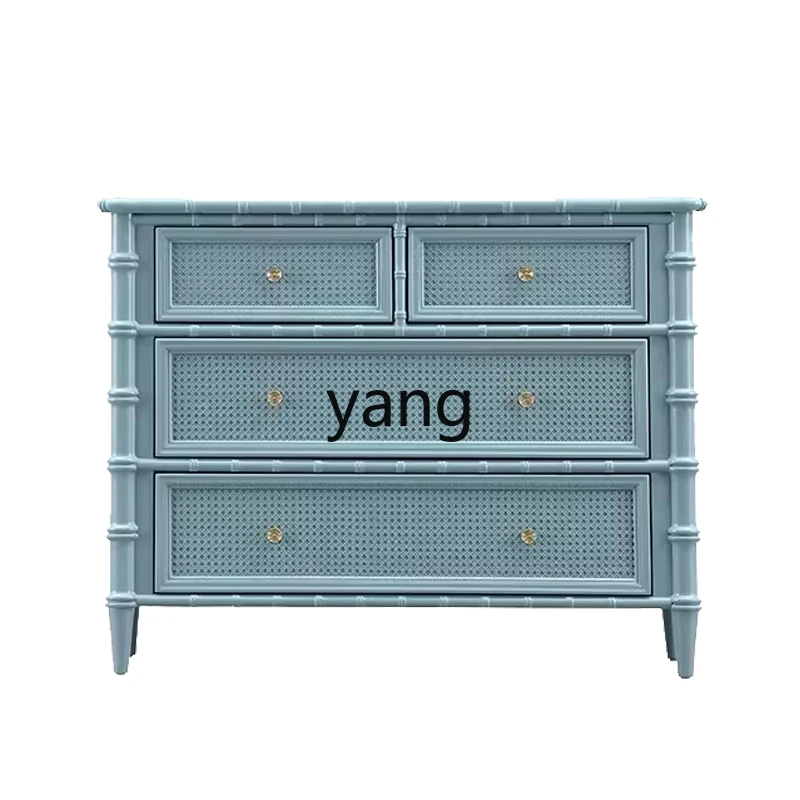 

Lmm bedroom carved bamboo drawer locker simple style creative rattan living room side cabinet