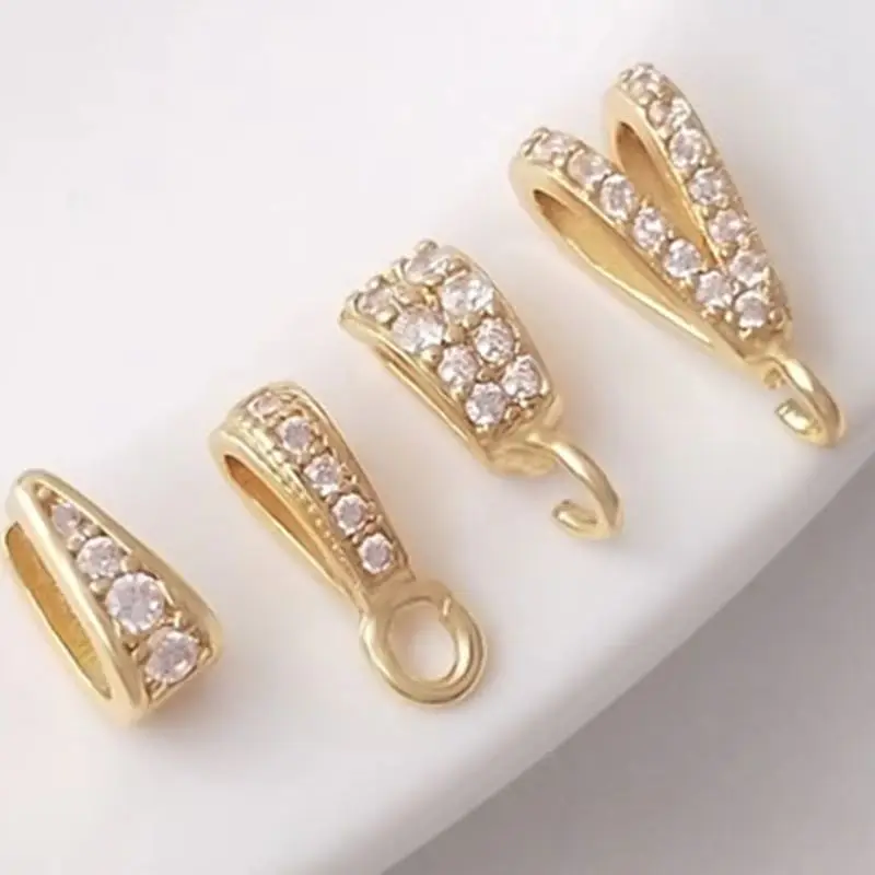 

14K Gold Color Zircon Melon Seed Buckle Pendant Holder Handmade DIY Necklace Hanging Buckle Clip Jewelry Accessories C053