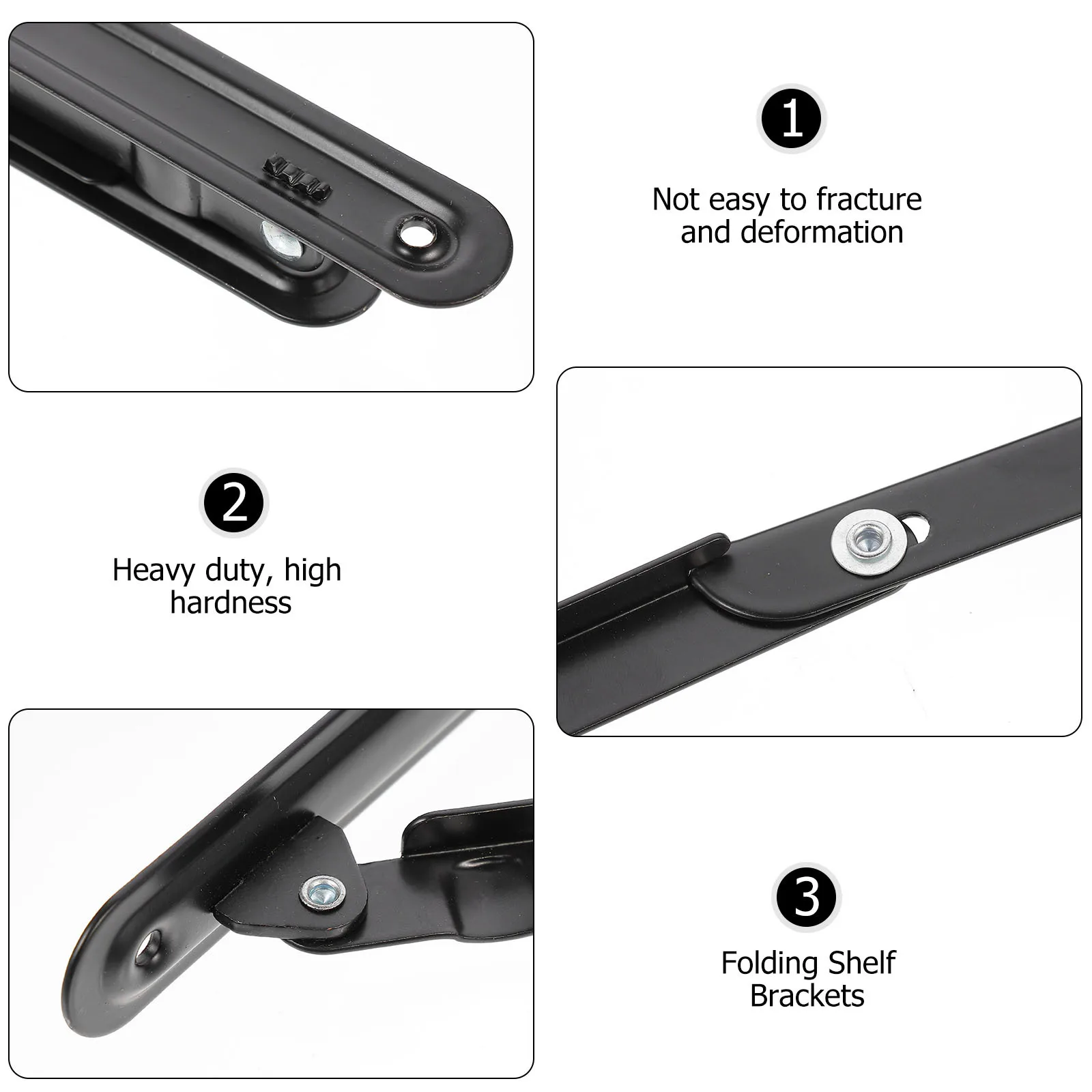 

2Pcs Black Folding Shelf Brackets Heavy Duty Support Brackets for Wall Storage Boards Garage Workbench Foldable