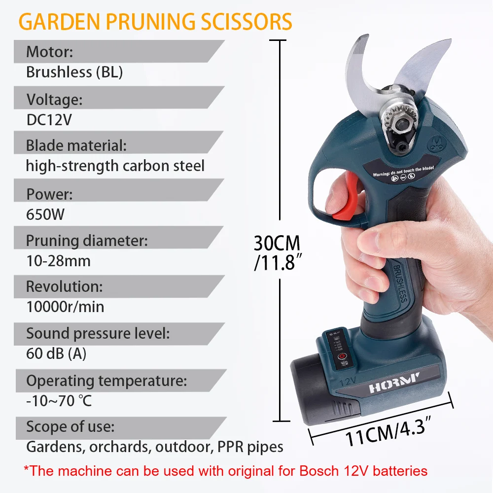 Brushless Electric Pruning Shear Wireles Rechargeable Scissors Tree Garden Branches High Speed Pruning Tool For Bosch Battery