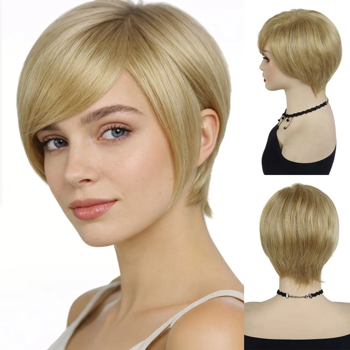 

Синтетический парик короткой стрижки пикси светлого цвета для белых женщин, термостойкий, с челкой, для повседневного использования и косплея, имитация волос мамы