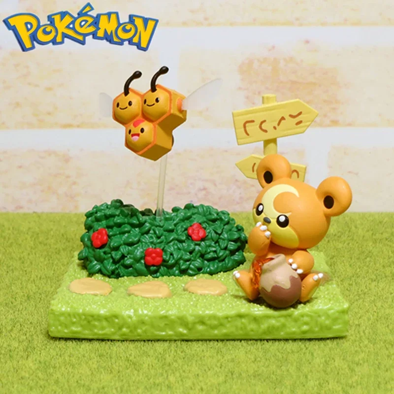 Pokemon Model Afternoon Sunshine Garden Figure Boxed Chikorita Wooper Oddish Pikachu Cherubi Budew Ornament Children's Toys