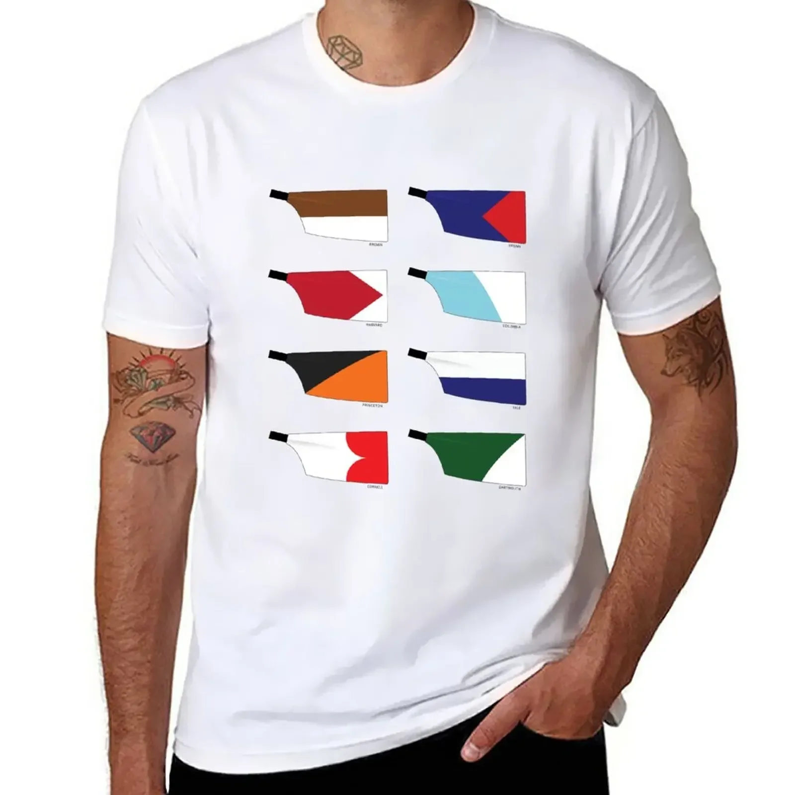 Ivy League Rowing Crew Club Team Oars Blades T-Shirt vintage customs design your own big and tall t shirts for men heavyweight