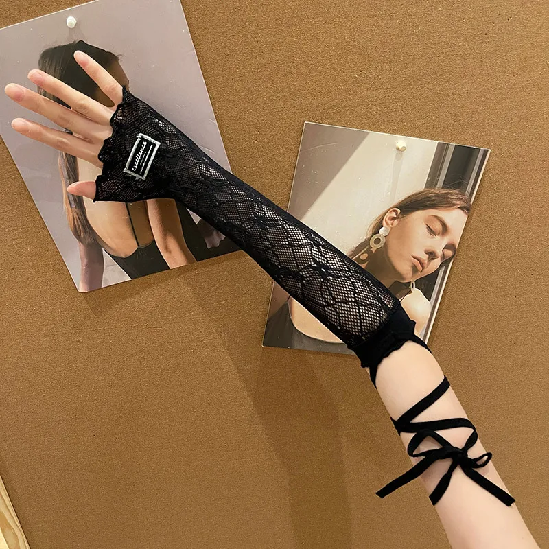 Japanese Lace Monogrammed Diy Sleeve Cover Women's Lace-up Concealer Sunscreen Gloves Spice Girls Sexy Y2k Cosplay Sleeves