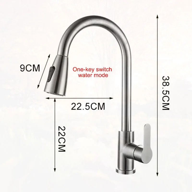 Pull Out Kitchen Faucet Single Hole  Brushed Nickel Kitchen Sink Mixer Tap Stream Sprayer Head Mixer Deck Mounted Hot Cold Tap