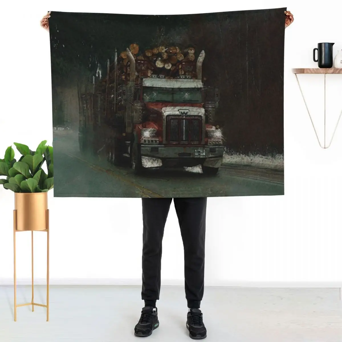 The Trunk Line - Logging Truck Delivery Route Throw Blanket Stuffeds Thins Thermals For Travel Plush Vintage Hairys Blankets