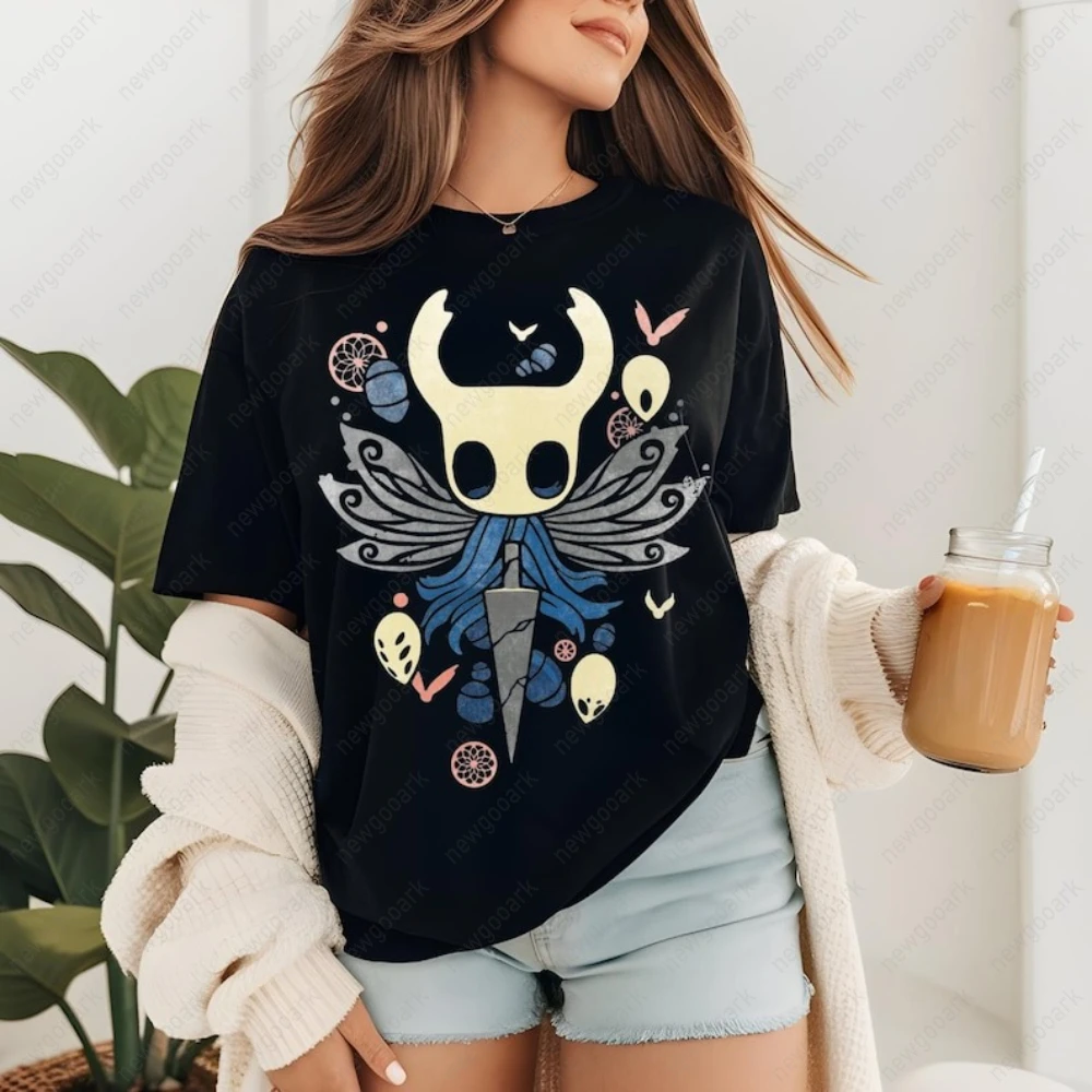 Indie Game Hollow Knight Silksong Graphic T Shirts Silksong Hornet Gothic Aesthetic Gaming Tee  Woman Man Casual Cotton T-shirt