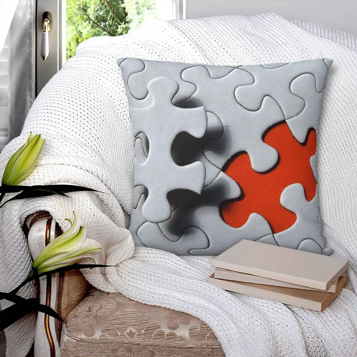 Puzzle Bonnet Pillowcase Printed Cushion Cover Sofa Waist Pillow Pillow Cover