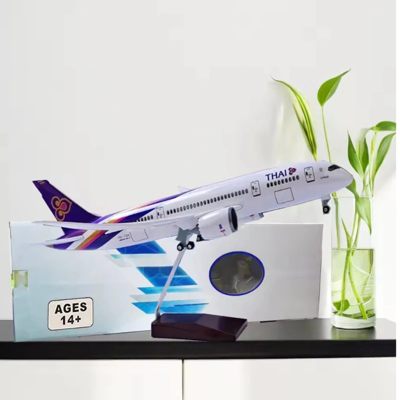 

Новая 47 см тайская модель Airways B787, литые под давлением самолеты из смолы со светодиодной подсветкой, модель самолета, украшения, коллекция, демонстрационные подарки