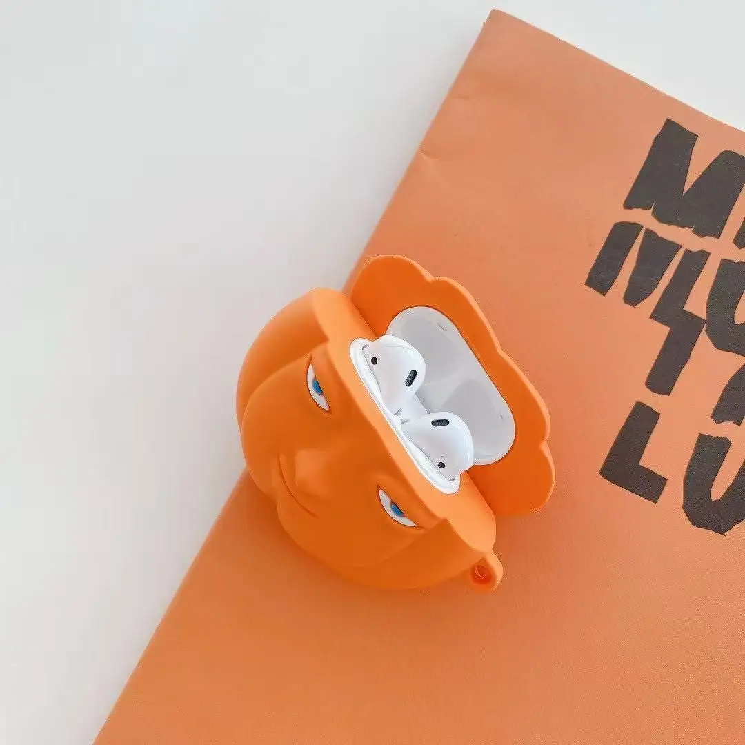 حافظة واقية من Fun Pumpkin AirPod - تناسب تمامًا لحافظات 1/2 Pro وAirPod 3، وديكور الأدوات الأساسية للسفر على طراز الرسوم المتحركة، وغطاء واقٍ أنيق، وواقي أنيق
