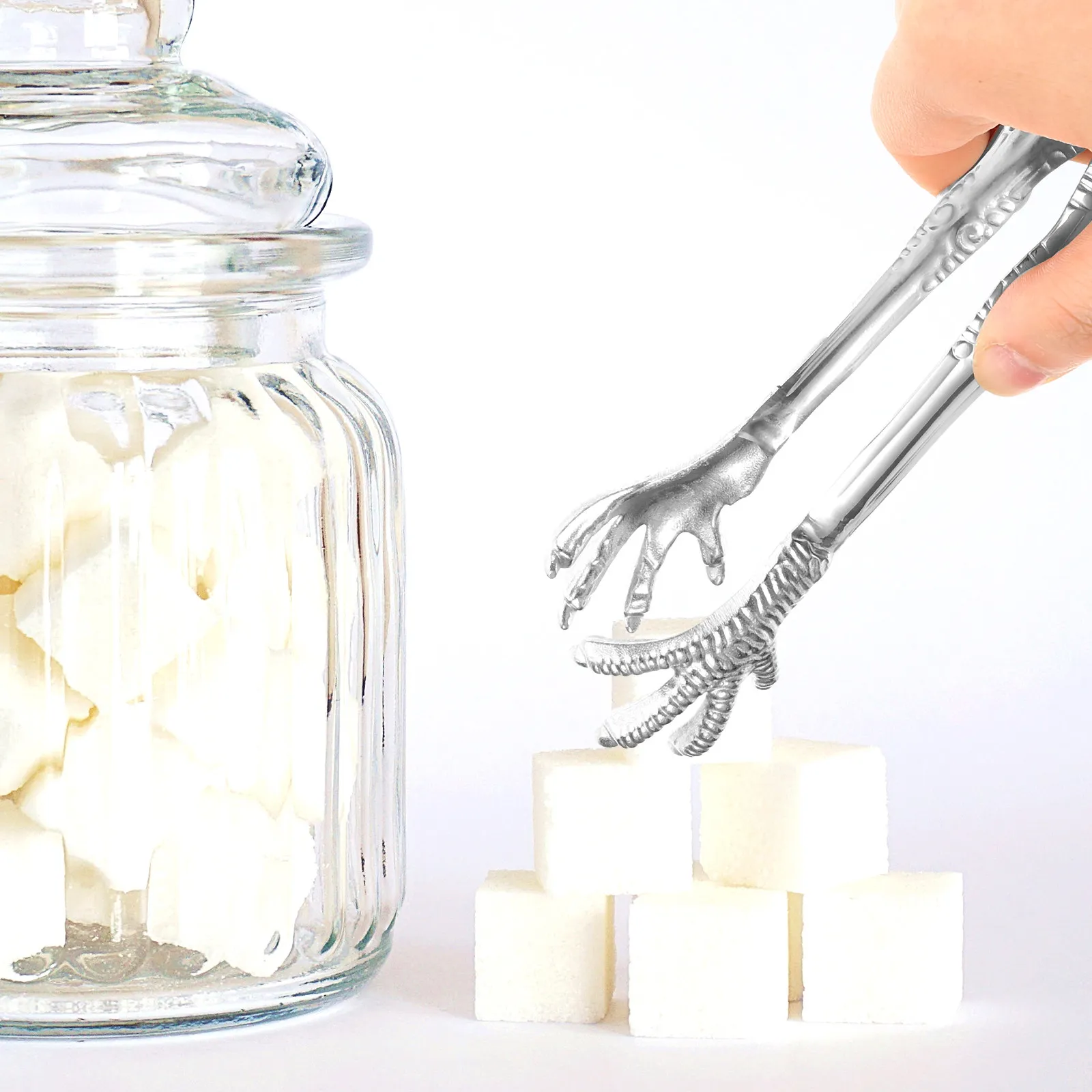 

Kitchen Tongs Stainless Steel Claw Shape Thickened Metal Food Tongs for Serving Ice Cubes Salad Pasta Grilling Chef Use