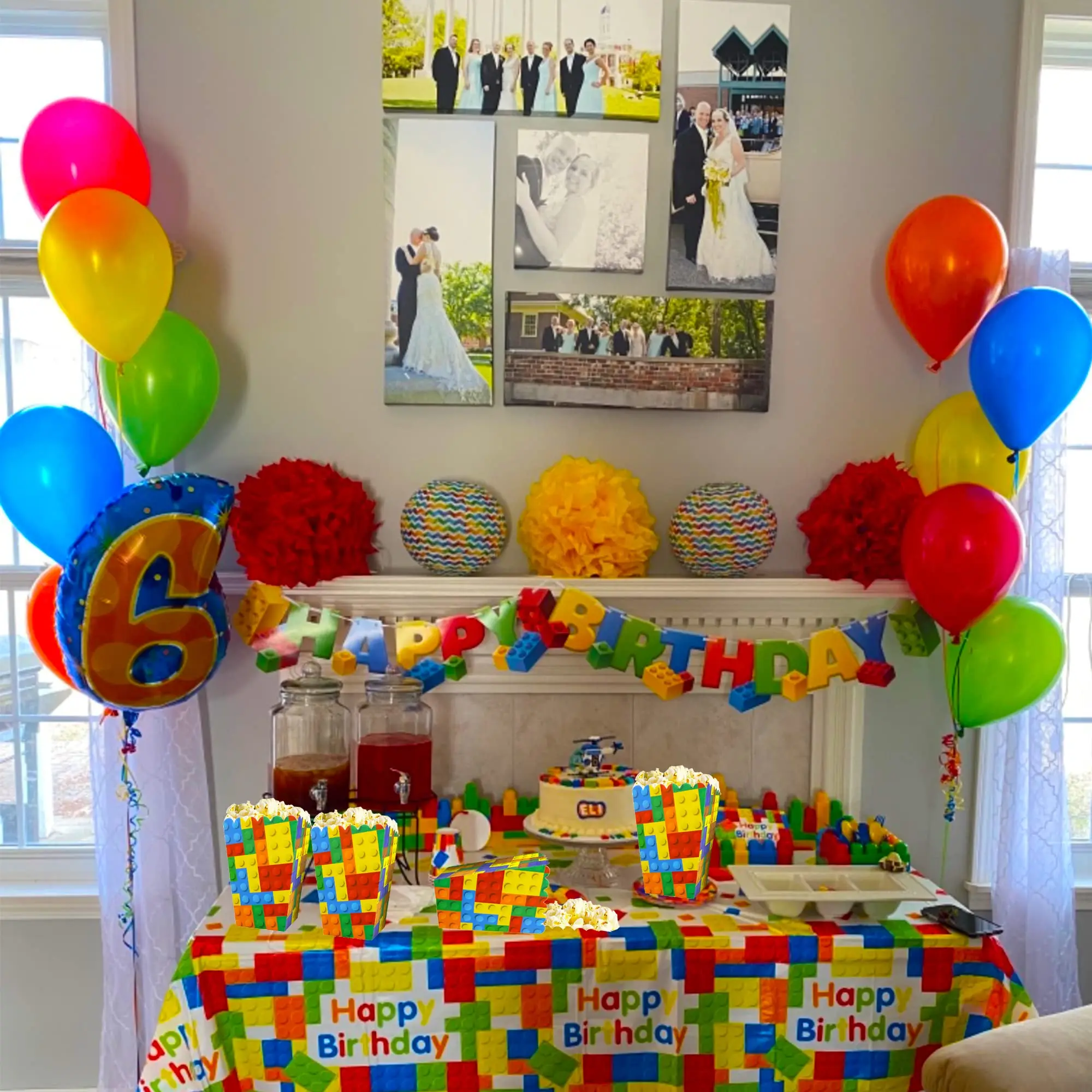 6/12/18 stücke Baustein Popcorn Boxen Alles Gute Zum Geburtstag Party Kinder Jungen Gefälligkeiten Candy Box Popcorn Boxe Dekorationen Veranstaltungen liefert – Detail 4