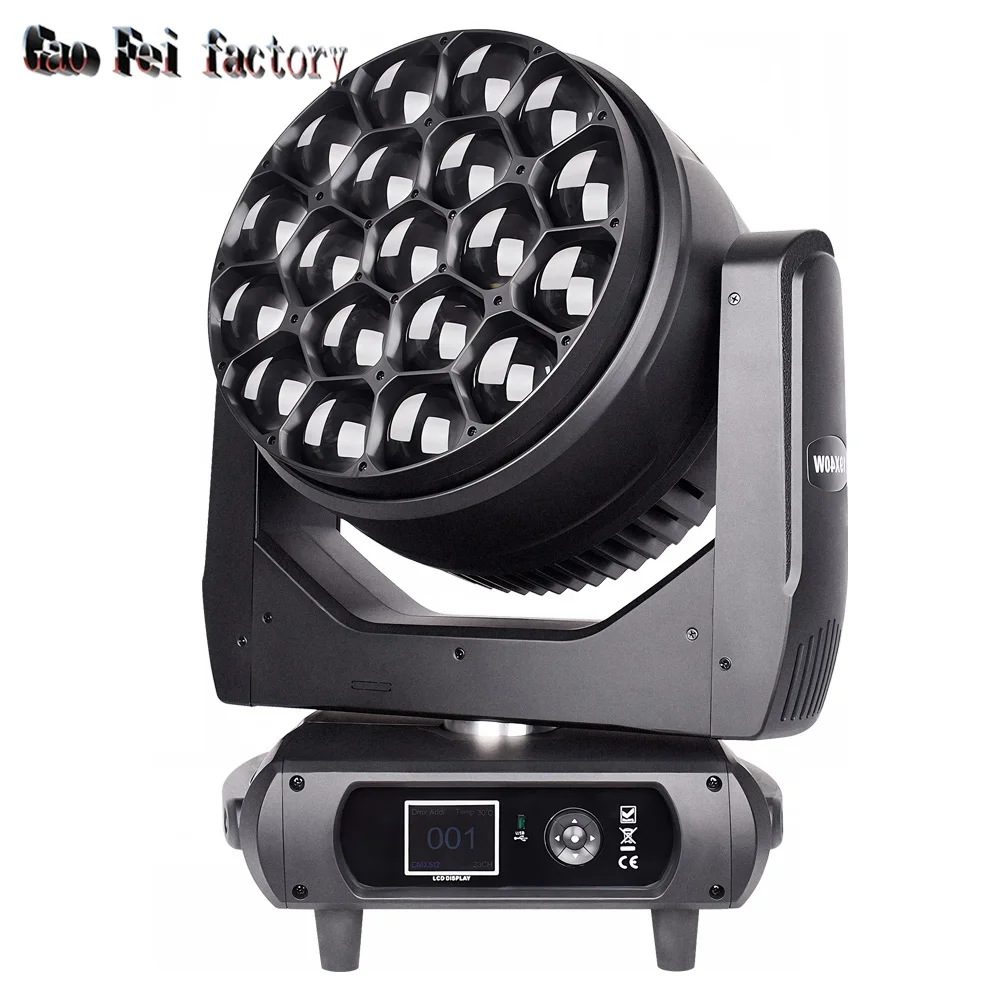 Led Big Bees Eyes K15 19x40W RGBW 4IN1 Zoom Testa mobile Fascio di illuminazione Effetto di lavaggio per DJ Discoteca Attrezzature per effetti