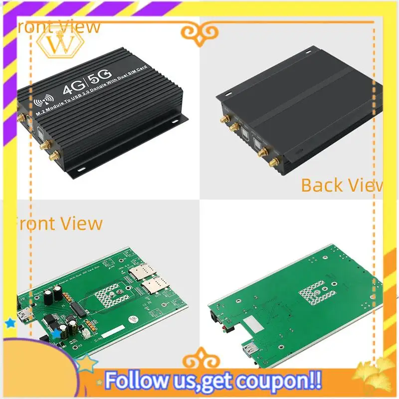 

Latest-5X NGFF(M.2) 4G/5G Module To USB 3.0 Adapter With Cooler Fan/Dual SIM Card Slot And Auxiliary Power