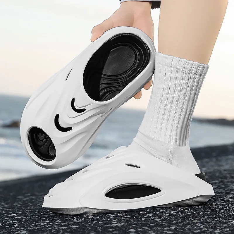 Unisex Curved Hollow Platform Slide Sandals, Lightweight Quick Dry EVA Slip On Water Slippers For Beach Shower Camping view 5