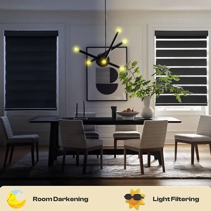 Factory Price Waterproof Fireproof Motorized Cordless Remote Control Day And Night Zebra Blinds For Window