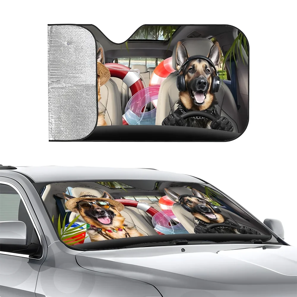 

Dog Driving Car Pattern Car SunShade Three-layer Insulation Car Front Windshield Sun Shade Suction Cup Blocks UV Rays Sun