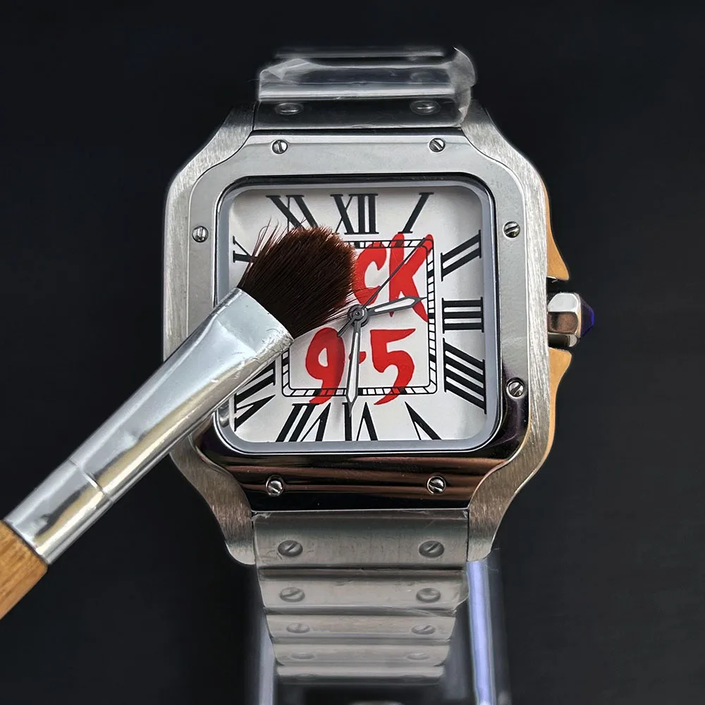 Men's watch NH35 watch 9.5 dial square dial stainless steel folding buckle, suitable for NH35 movement watch accessories