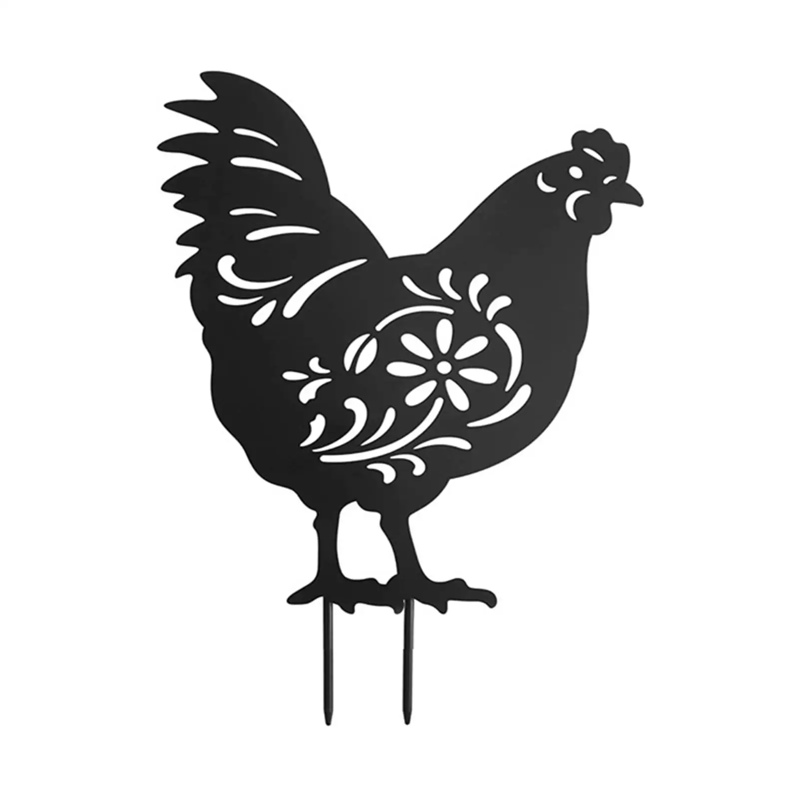 4 Pieces Rooster Hen Animals Stakes Vivid Lifelike Easter Decor Iron Rooster