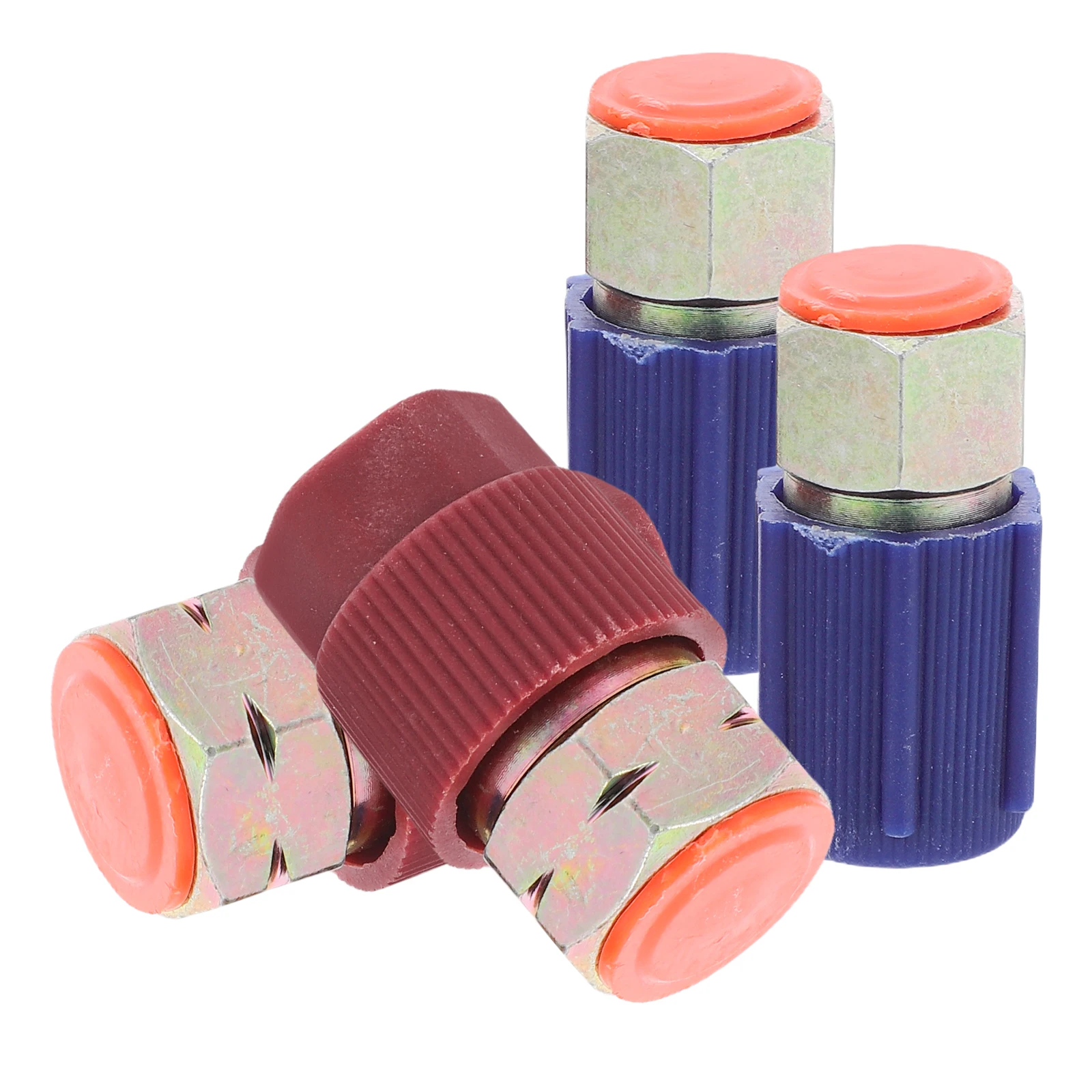 4 قطعة محول السيارة قطع الاتصال السريع ميناء التحديثية عدة عالية منخفضة الجانب إلى R134a شحن تركيبات دائم النحاس مطلي الملء #3