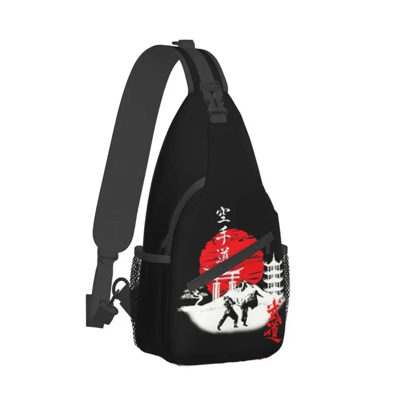 Budo Soul kárate Spirit-mochila cruzada de hombro para hombre, bolso de pecho personalizado para artes marciales, ciclismo, Camping, Daypack