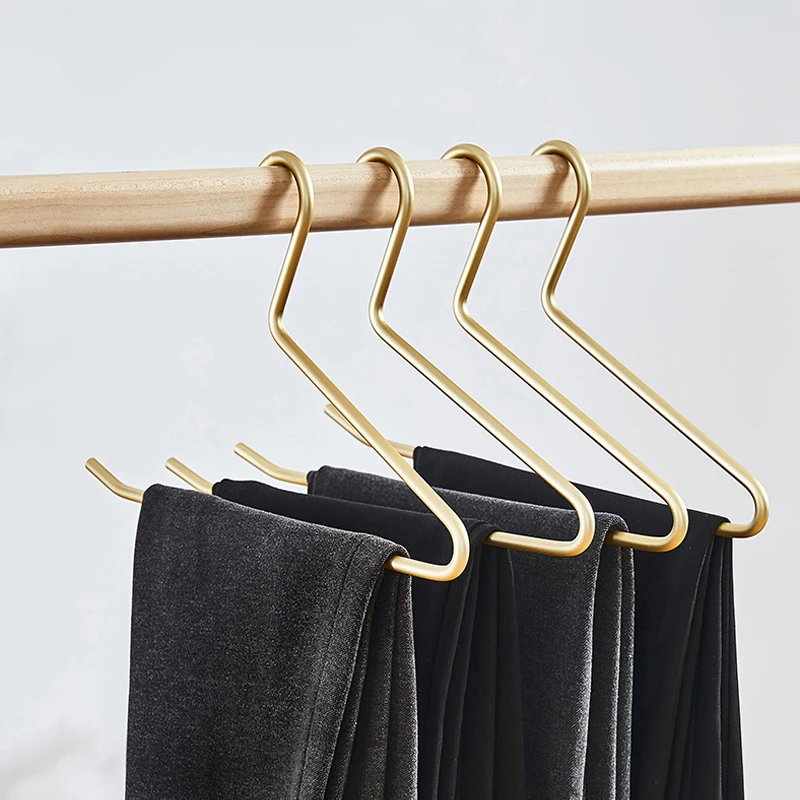 5pcs Open Ended Pant Hangers Non-Slip Metal Shirt Trouser Hook Hanger Coat Clothes Rack Storage Space Saver Wardrobe Organizer