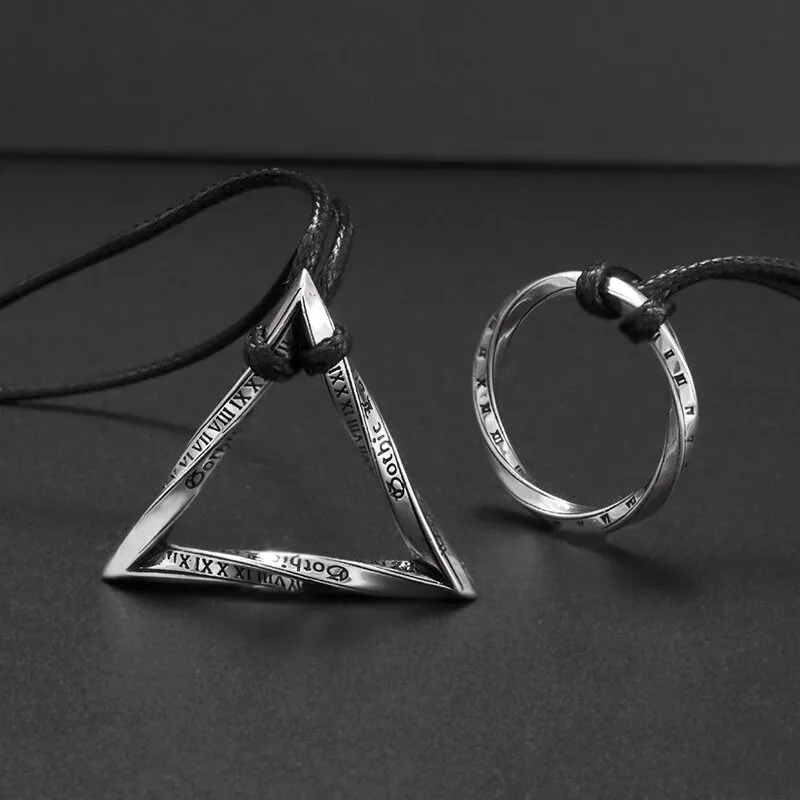 Mobius Time Loop Folding Silver-Plated Geometric Pendant Necklace Men and Women Couple Trend Leisure Jewelry Gift